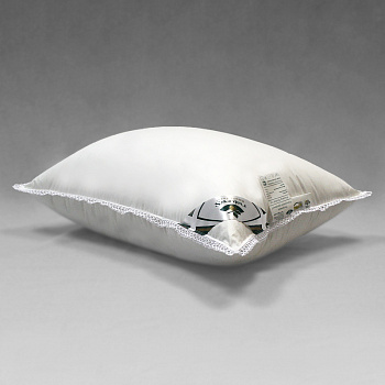Подушка Natures Идеальное приданое ИП-П-5-2 пуховая средняя 68х68 см белая декорирована кружевом
